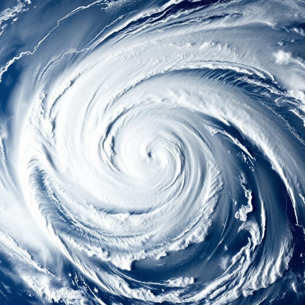Satellite view of a hurricane over the ocean
